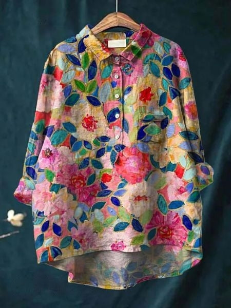 Lila Floral Print Blouse - Asvori Melbourne