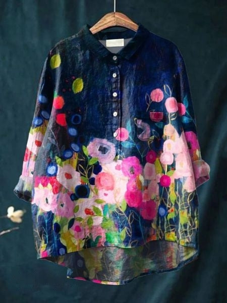 Lila Floral Print Blouse - Asvori Melbourne