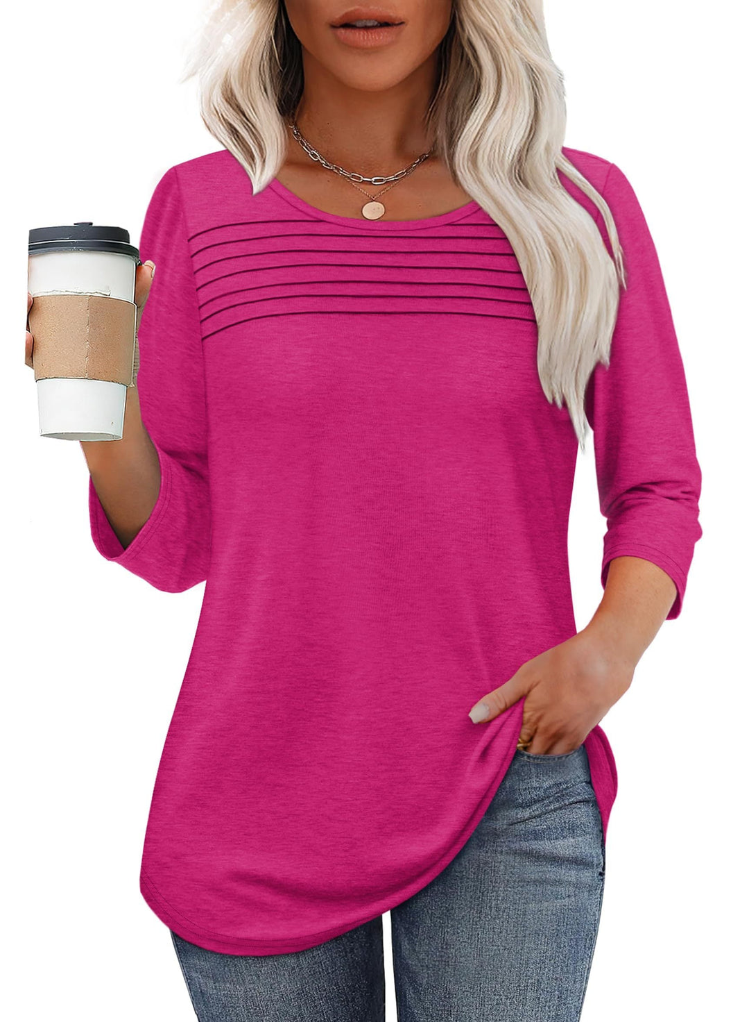 Mona Pleated 3/4 Sleeve Top - Asvori Melbourne