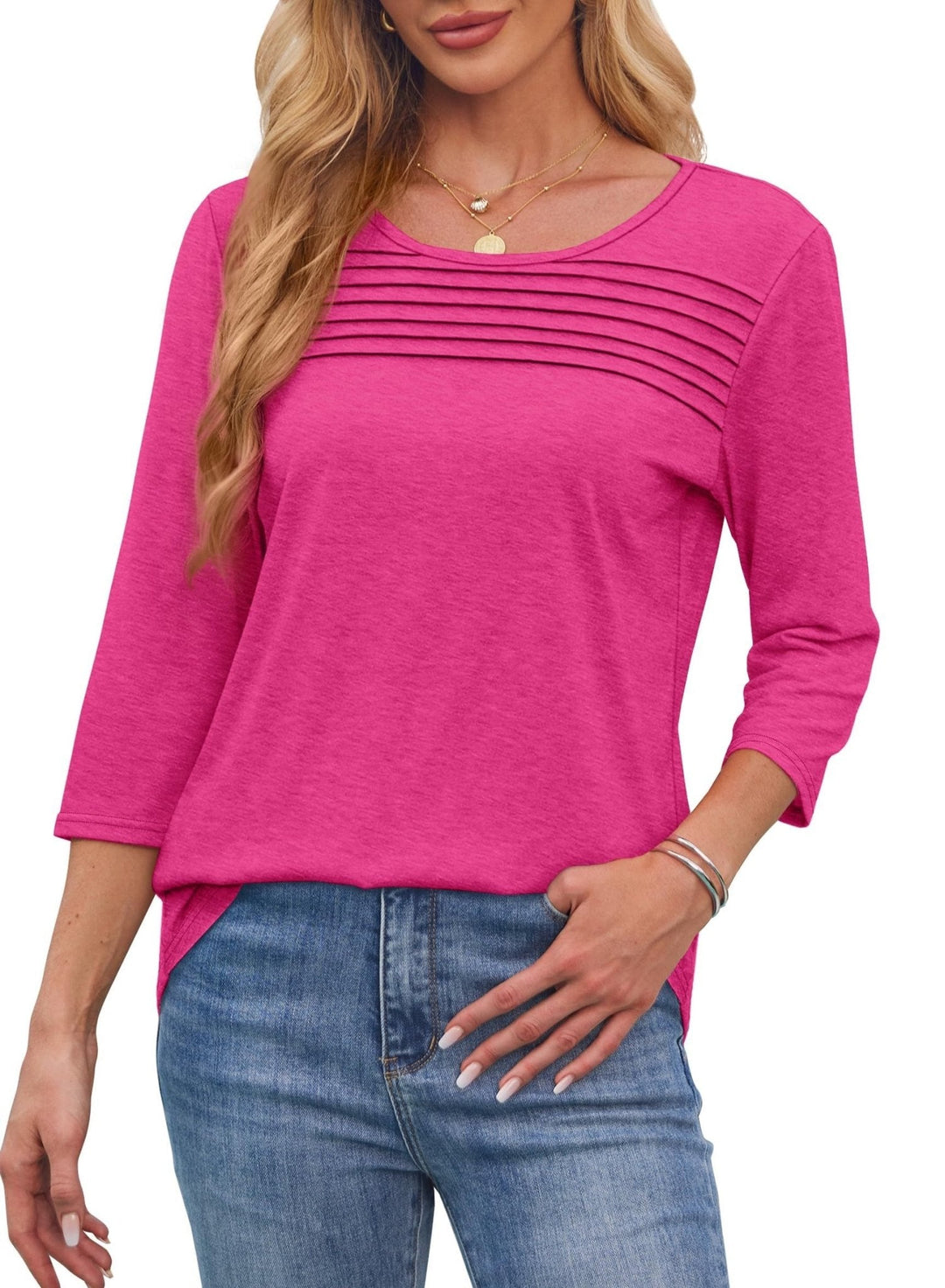 Mona Pleated 3/4 Sleeve Top - Asvori Melbourne