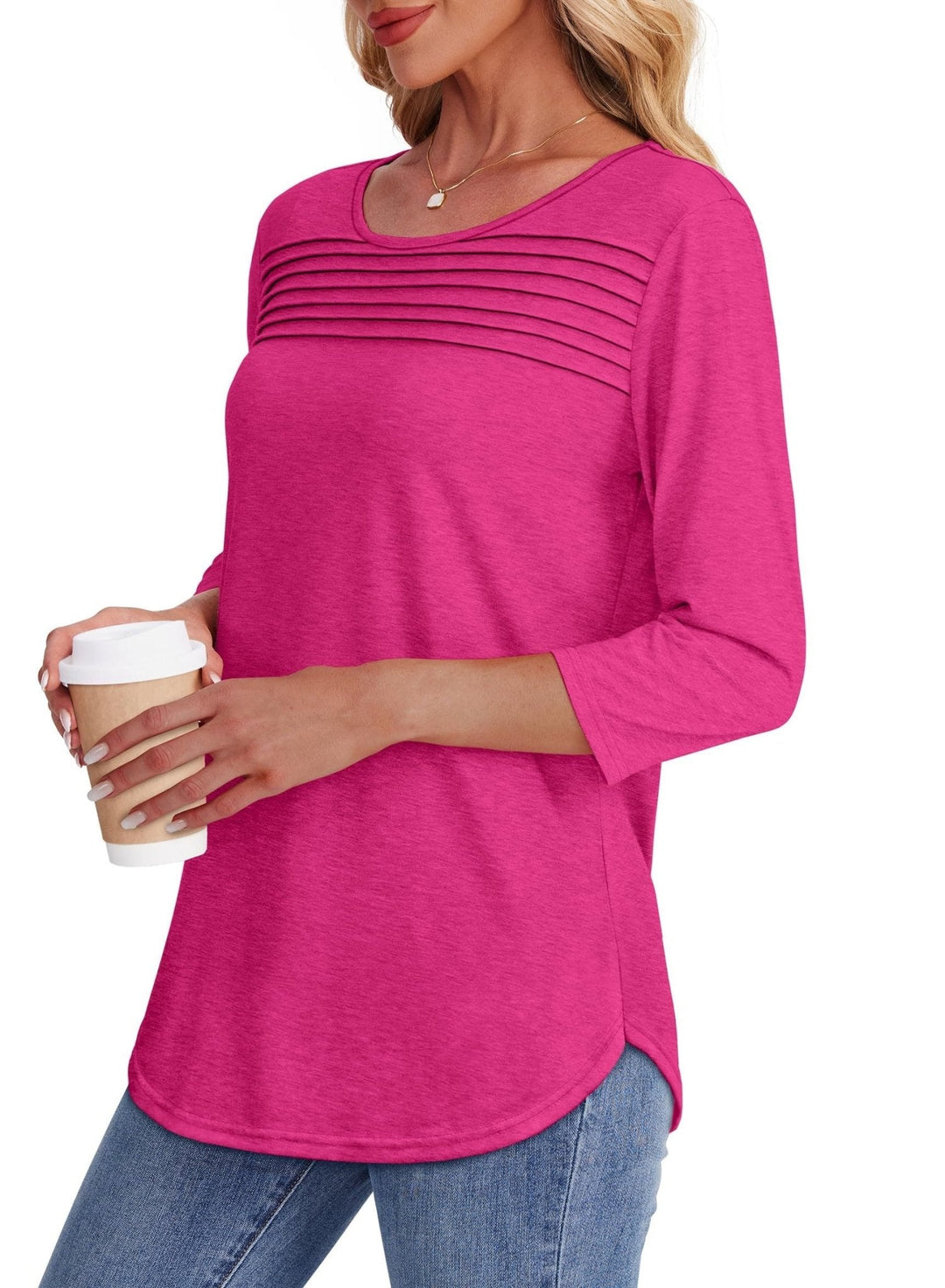 Mona Pleated 3/4 Sleeve Top - Asvori Melbourne