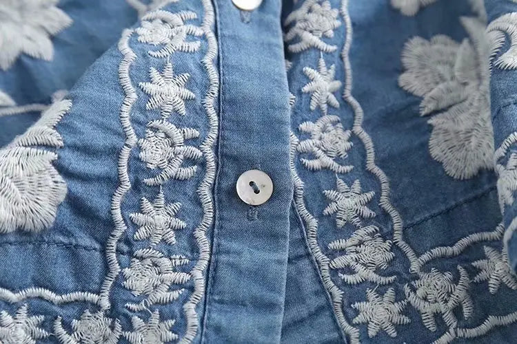 Boho Denim Bloom Cardigan - Asvori Melbourne