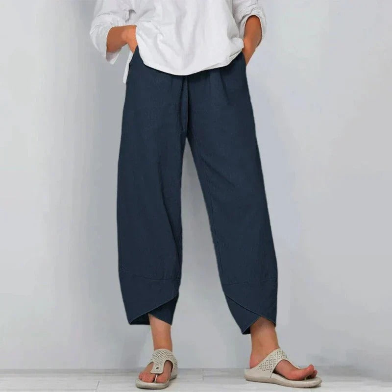 Natasha Chic Cotton And Linen Trousers - Asvori Melbourne