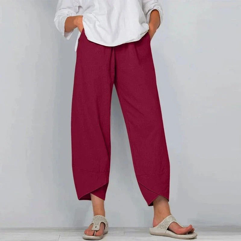 Natasha Chic Cotton And Linen Trousers - Asvori Melbourne