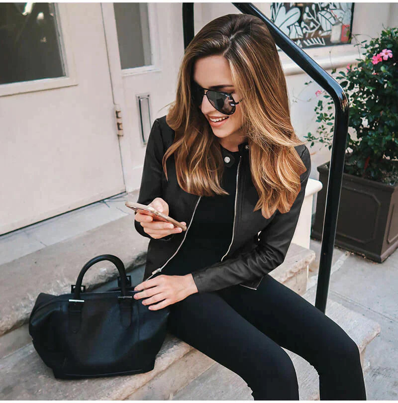 Sophia Italian Leather Jacket - Asvori Melbourne