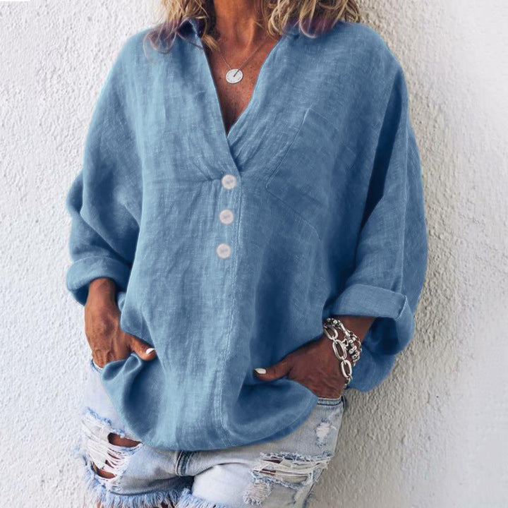Kirsty Stylish Cotton Linen Pullover - Asvori Melbourne