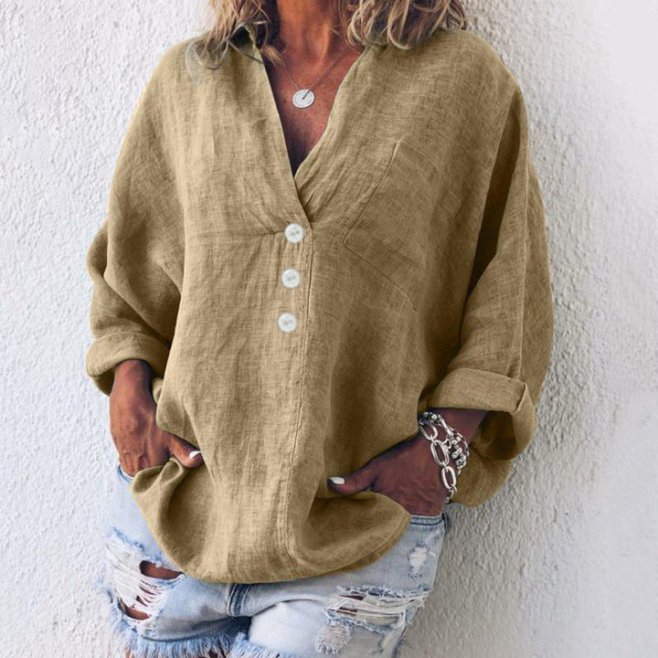 Kirsty Stylish Cotton Linen Pullover - Asvori Melbourne