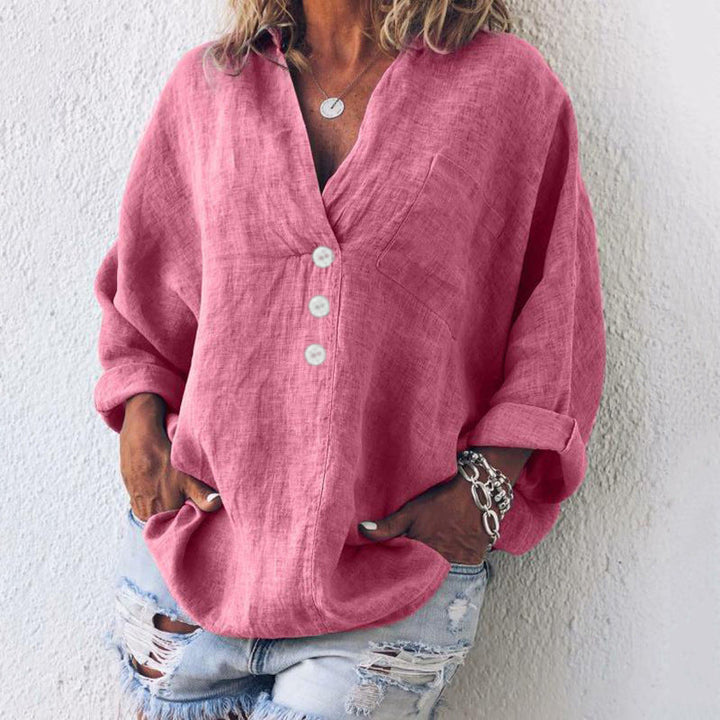 Kirsty Stylish Cotton Linen Pullover - Asvori Melbourne