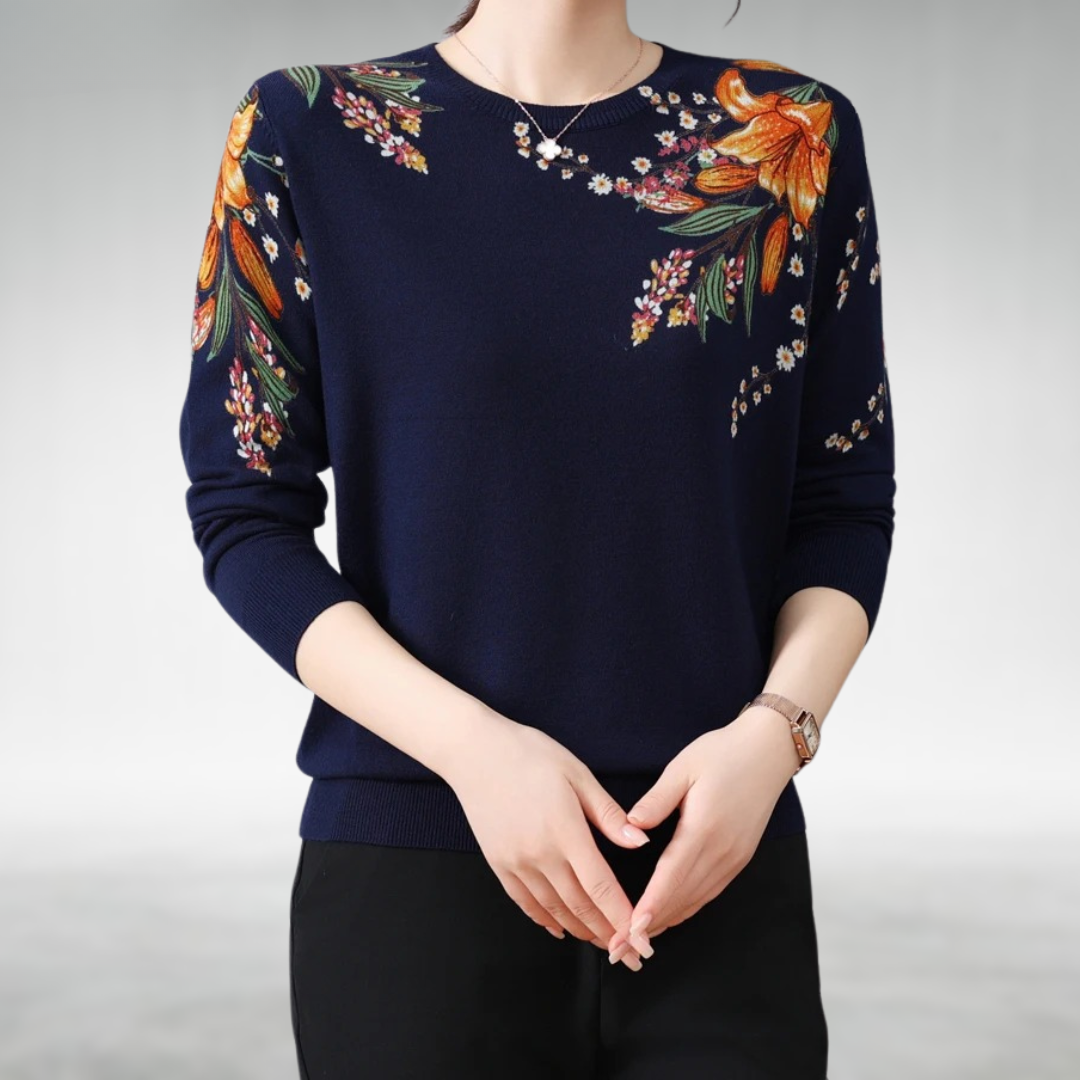Alannah Elegant Floral Knit Jumper - Asvori Melbourne