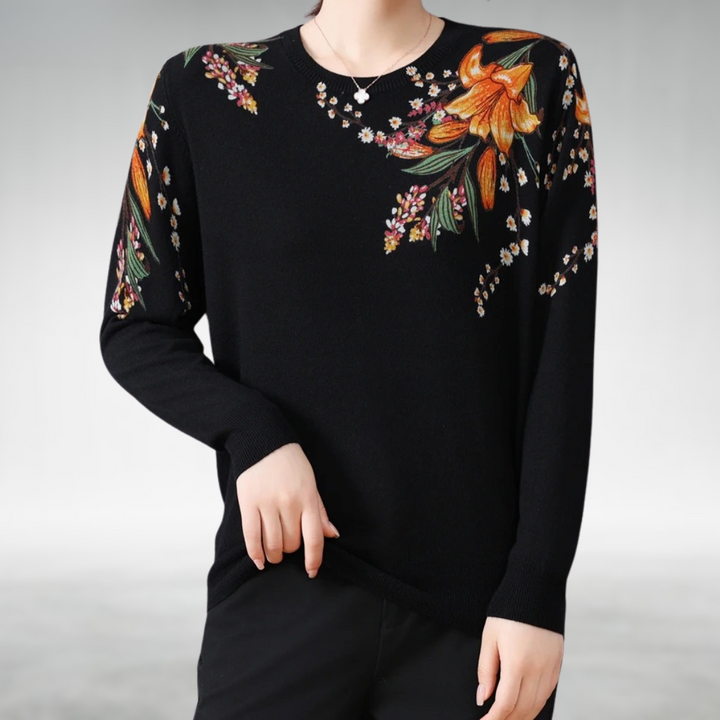 Alannah Elegant Floral Knit Jumper - Asvori Melbourne
