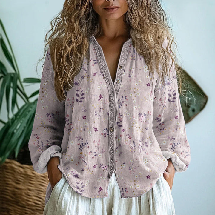 Ambre Vintage Blouse With Leaf Print - Asvori Melbourne