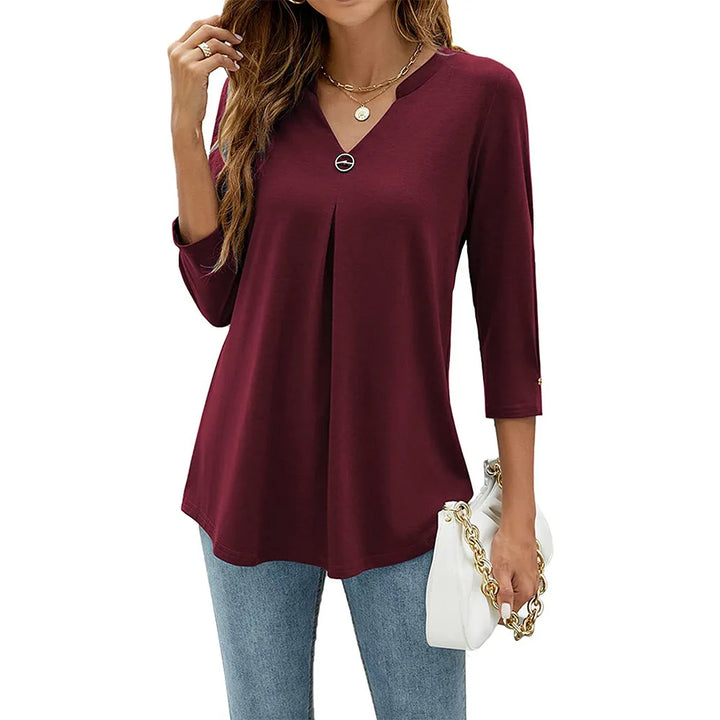 Elena Elegant Top With V-neck - Asvori Melbourne