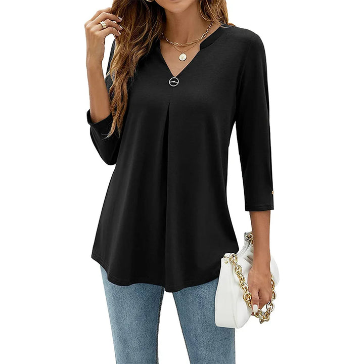 Elena Elegant Top With V-neck - Asvori Melbourne