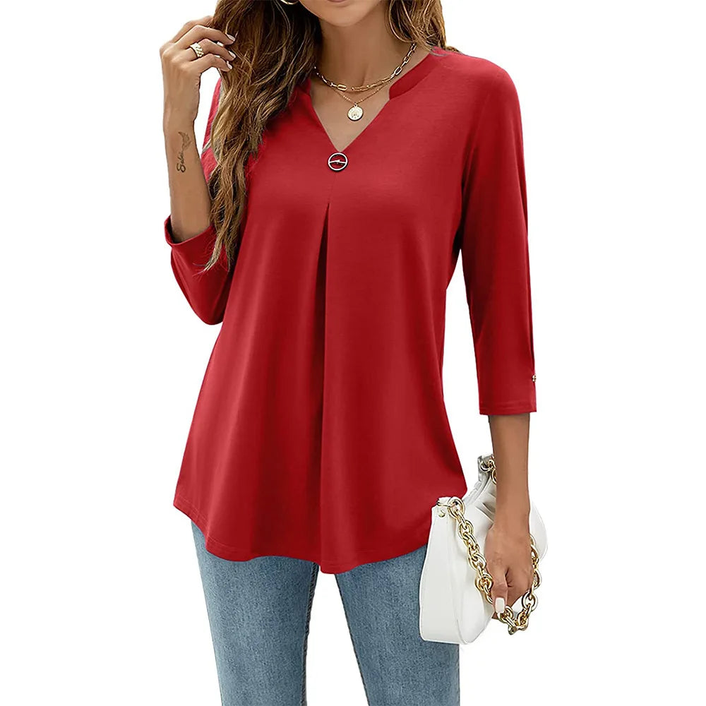 Elena Elegant Top With V-neck - Asvori Melbourne