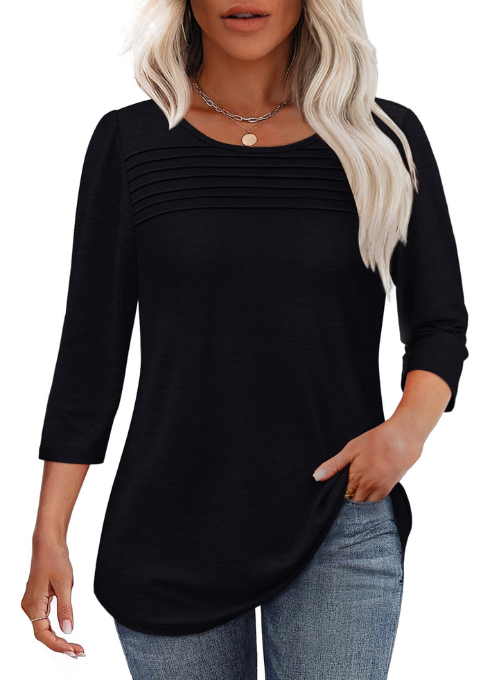 Mona Pleated 3/4 Sleeve Top - Asvori Melbourne