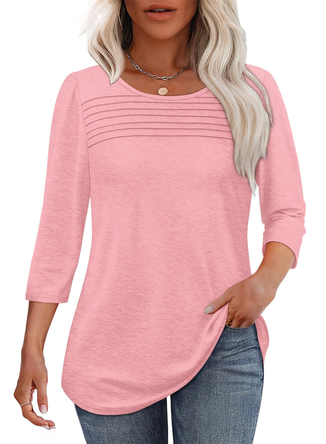 Mona Pleated 3/4 Sleeve Top - Asvori Melbourne