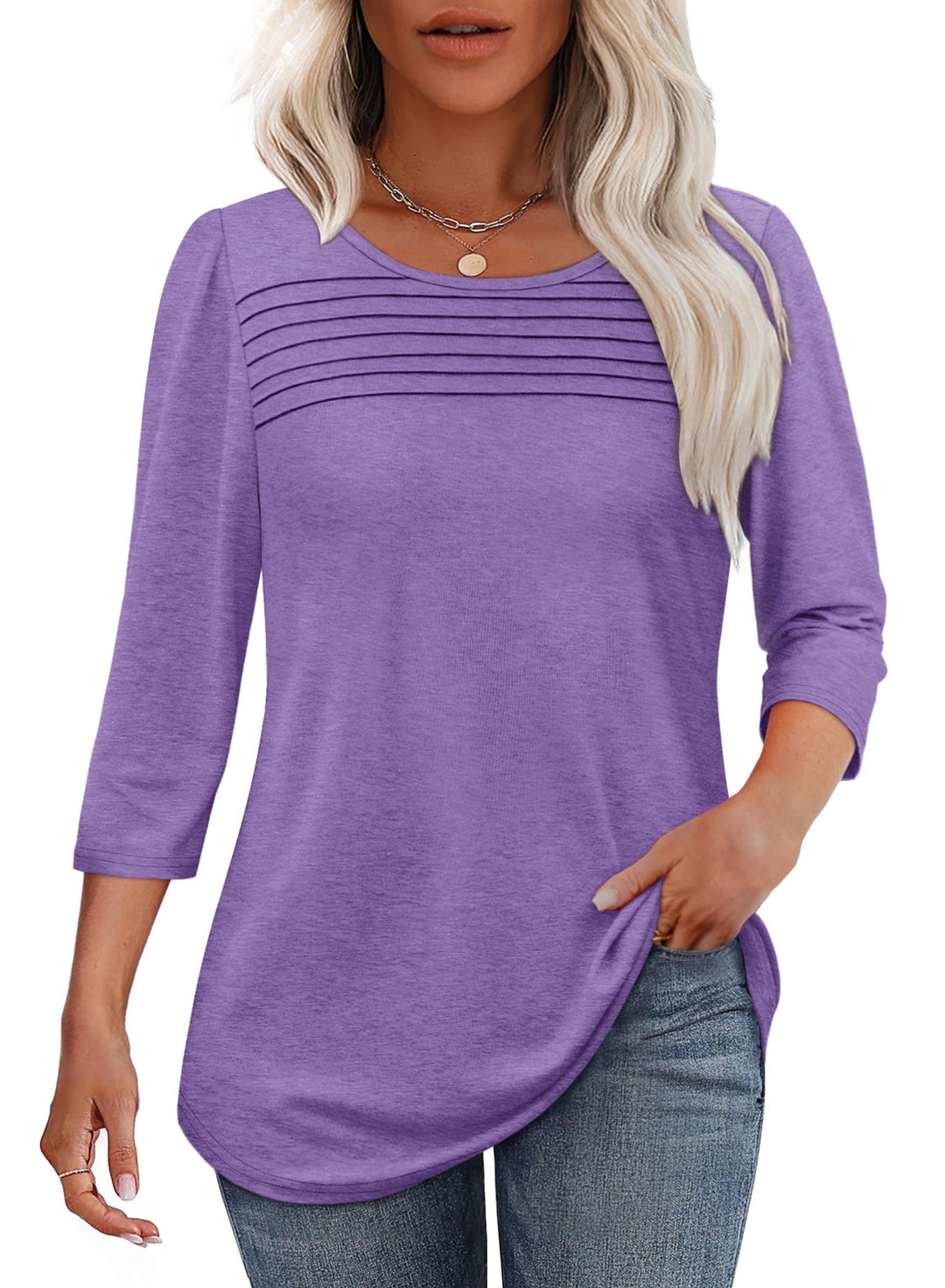 Mona Pleated 3/4 Sleeve Top - Asvori Melbourne
