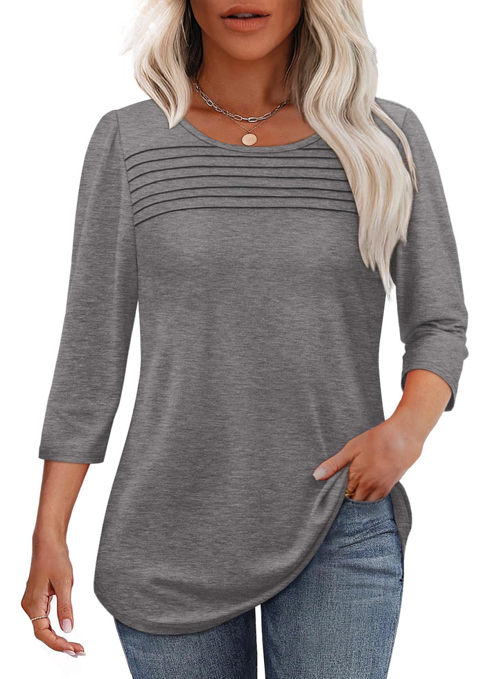 Mona Pleated 3/4 Sleeve Top - Asvori Melbourne