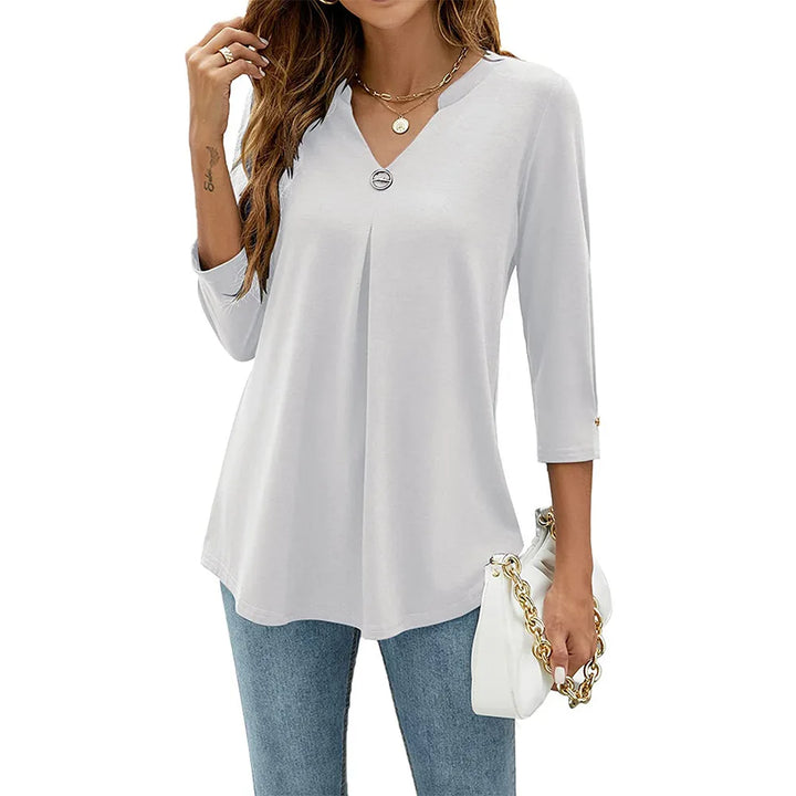 Elena Elegant Top With V-neck - Asvori Melbourne