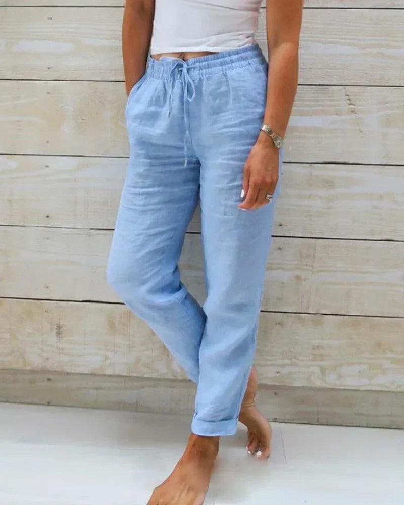 Sophie Linen Blend Stretch Pants - Asvori Melbourne