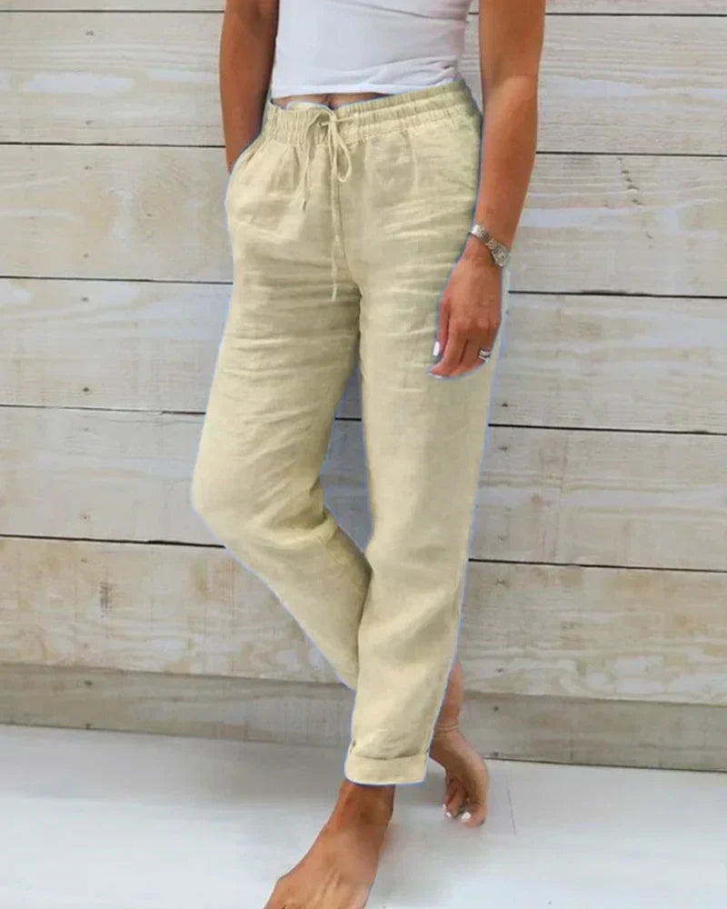 Sophie Linen Blend Stretch Pants - Asvori Melbourne