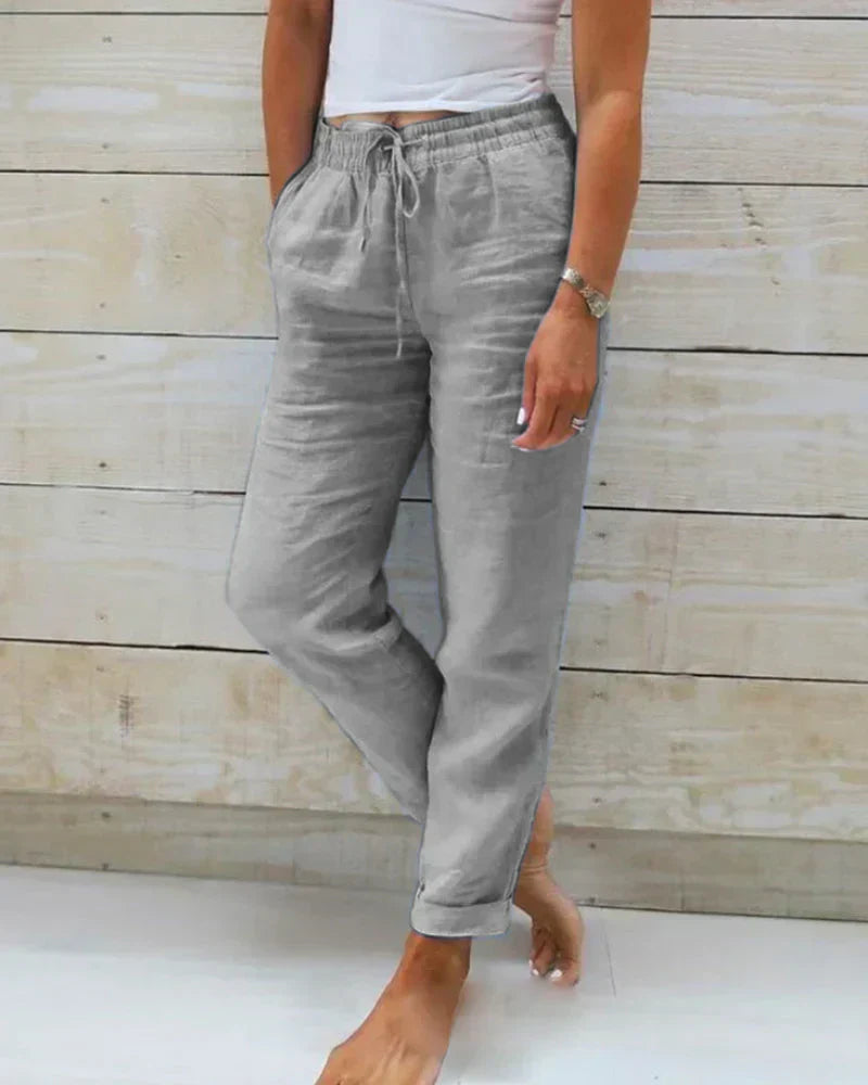 Sophie Linen Blend Stretch Pants - Asvori Melbourne