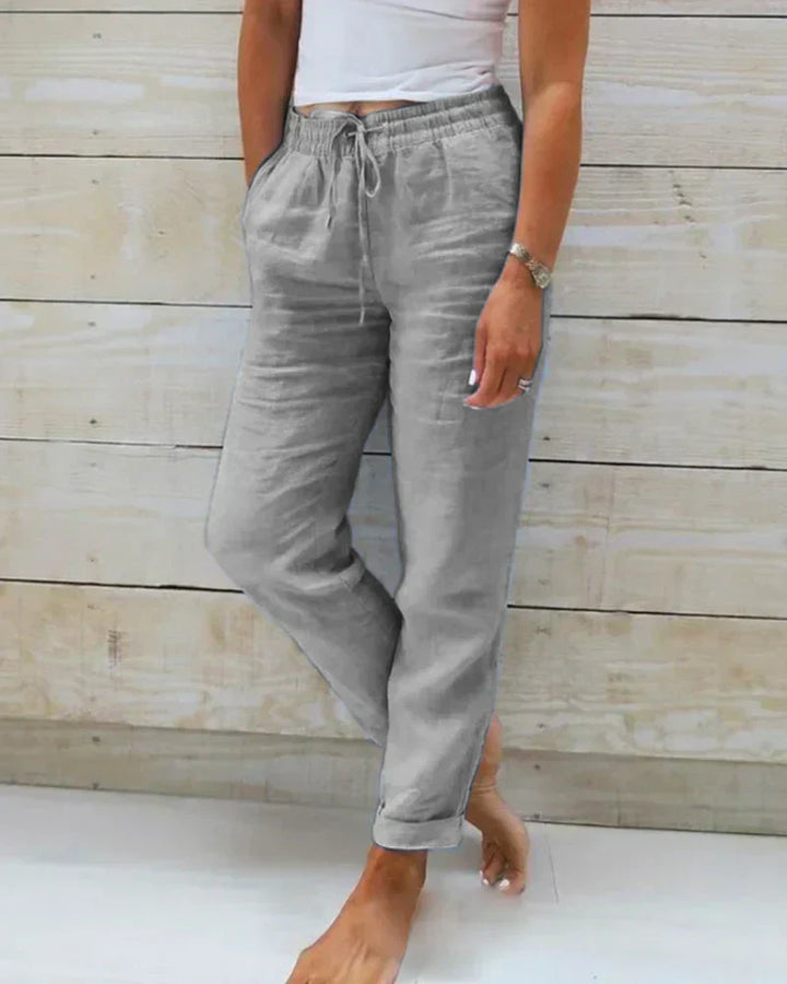 Sophie Linen Blend Stretch Pants - Asvori Melbourne