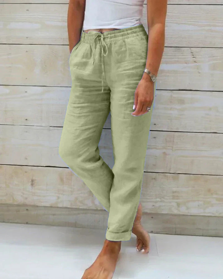 Sophie Linen Blend Stretch Pants - Asvori Melbourne