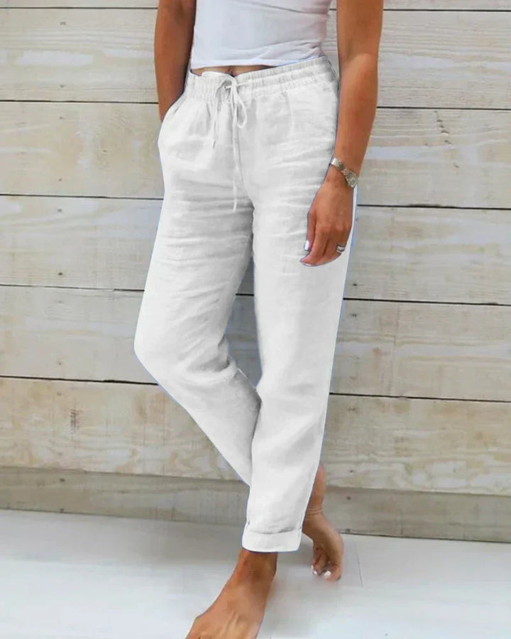 Sophie Linen Blend Stretch Pants - Asvori Melbourne