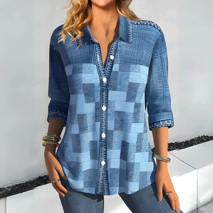 Hazel Classic Checkered Blouse - Asvori Melbourne