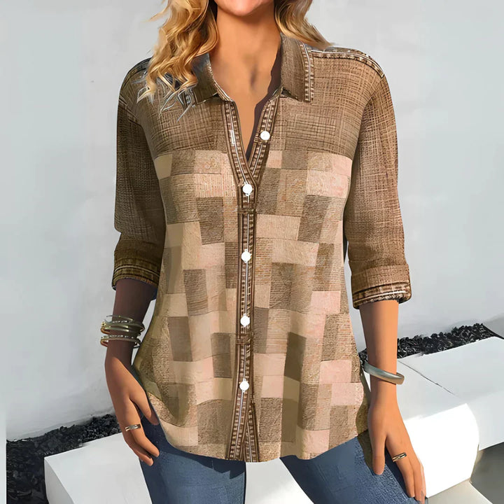 Hazel Classic Checkered Blouse - Asvori Melbourne