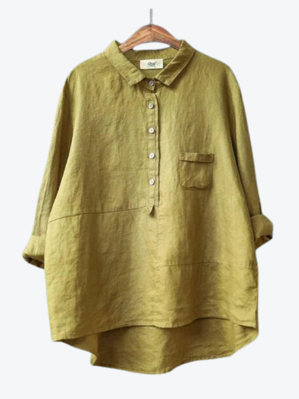 Rhea Women's Linen Long Sleeve Shirt - Asvori Melbourne