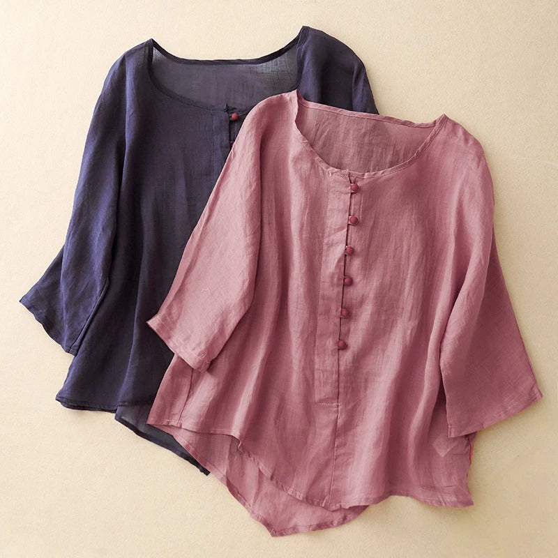 VALERIA LINEN BLOUSE - Asvori Melbourne