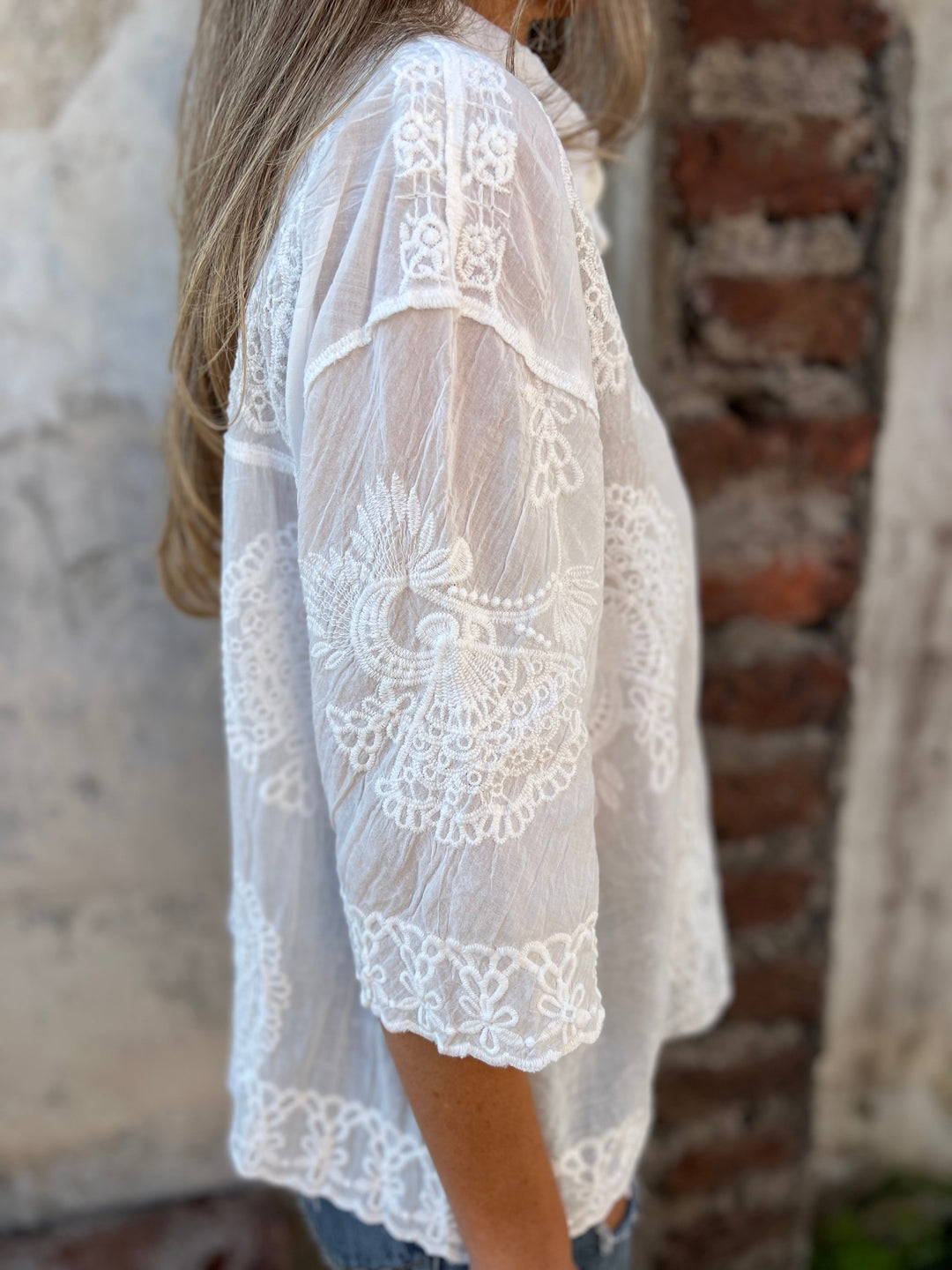 ISABELLE Chic Lace Embroidered Blouse - Asvori Melbourne