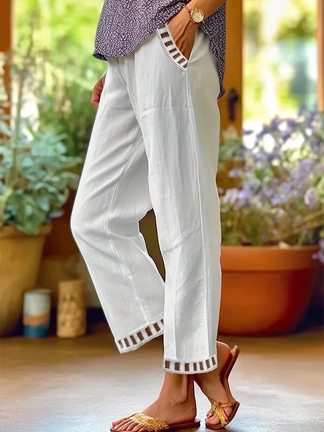 Tracey Contrast Trim Cropped Pants - Asvori Melbourne