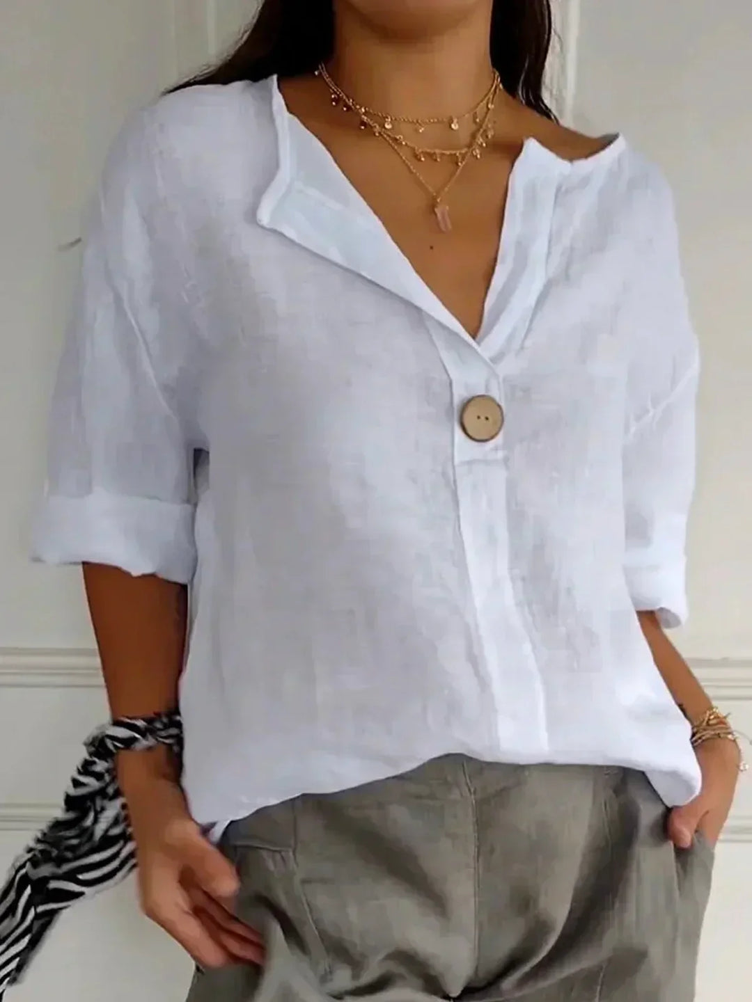Jessie Casual V-neck Blouse - Asvori Melbourne