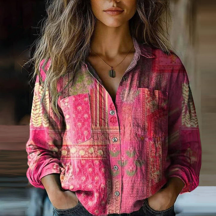 Mira Printed Vintage Blouse - Asvori Melbourne