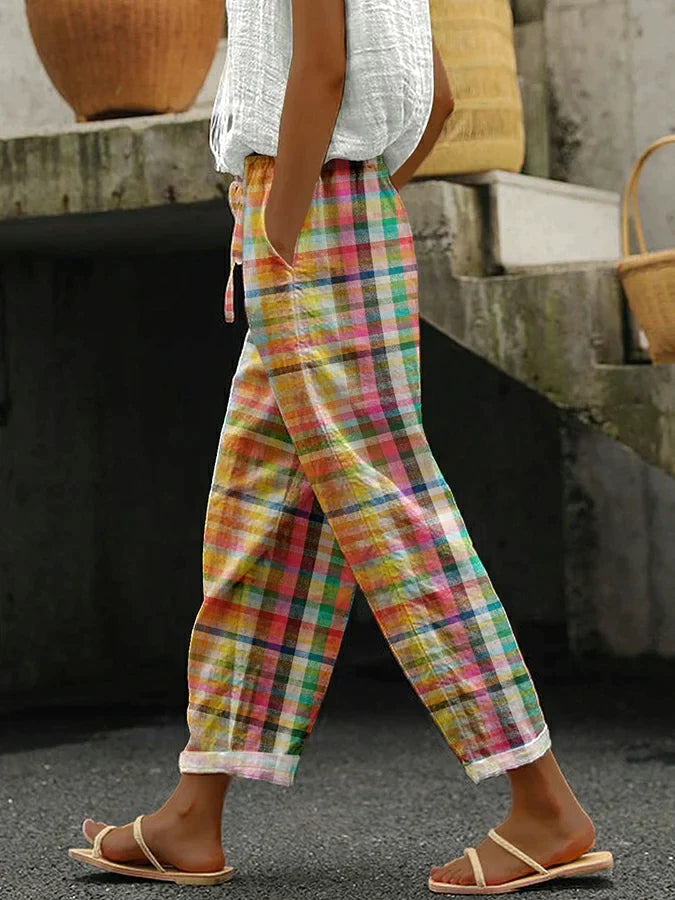 MICHELLE COMFORTABLE CHECKERED PANTS - Asvori Melbourne