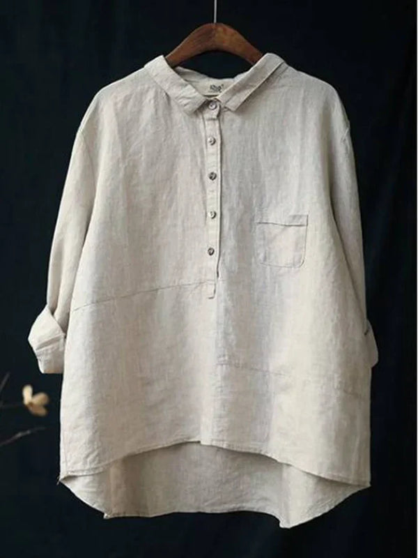 Rhea Women's Linen Long Sleeve Shirt - Asvori Melbourne