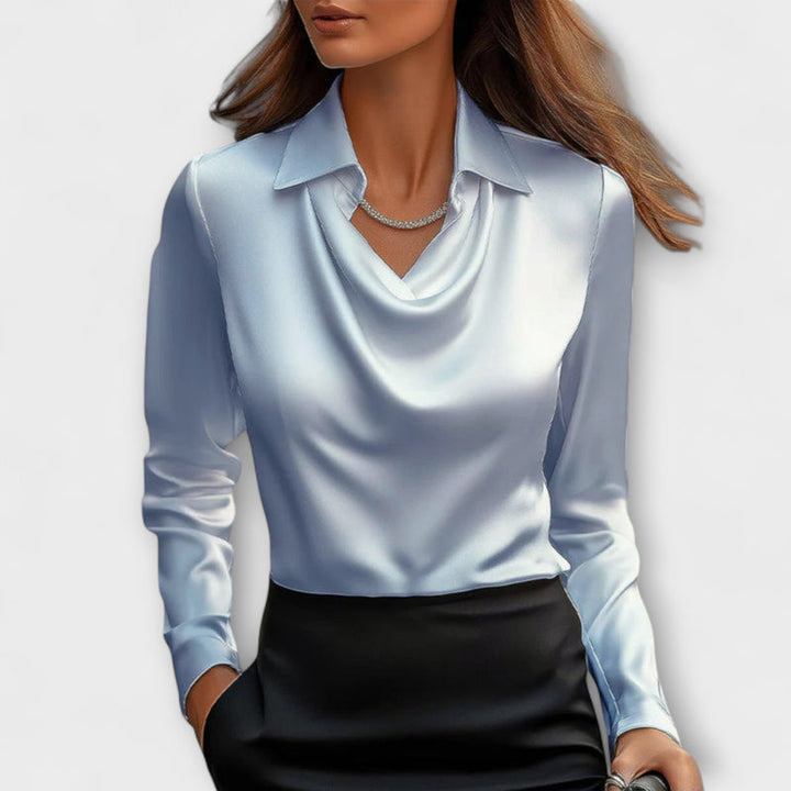 Lira Shimmering Blouse with Ruching at the Collar - Asvori Melbourne