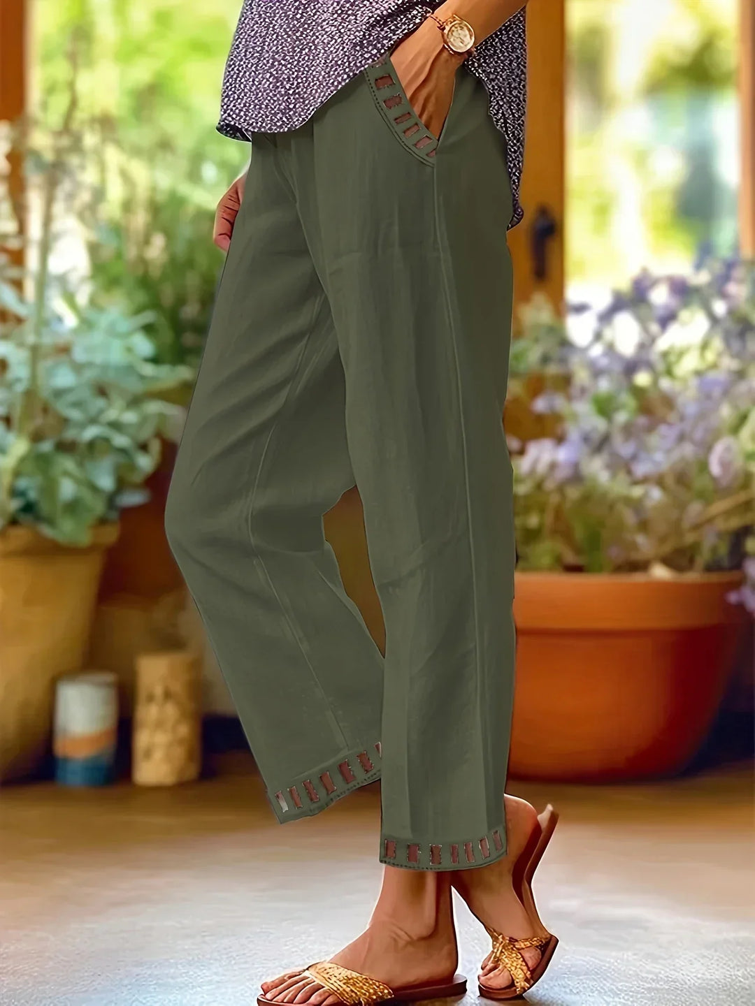 Tracey Contrast Trim Cropped Pants - Asvori Melbourne