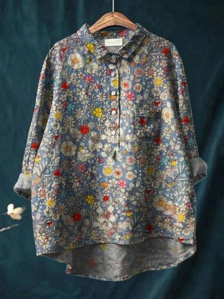 Lila Floral Print Blouse - Asvori Melbourne