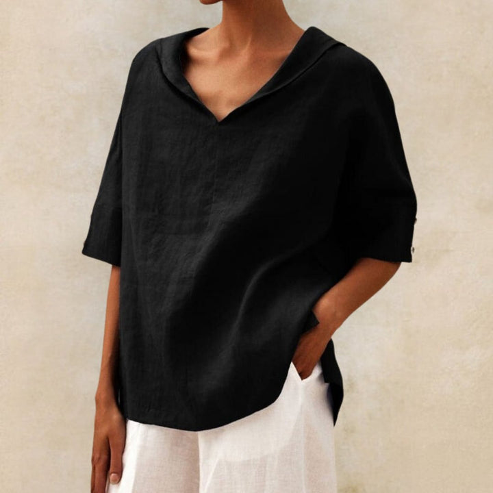 Clare Everyday Luxe Linen V-Neck Blouse - Asvori Melbourne