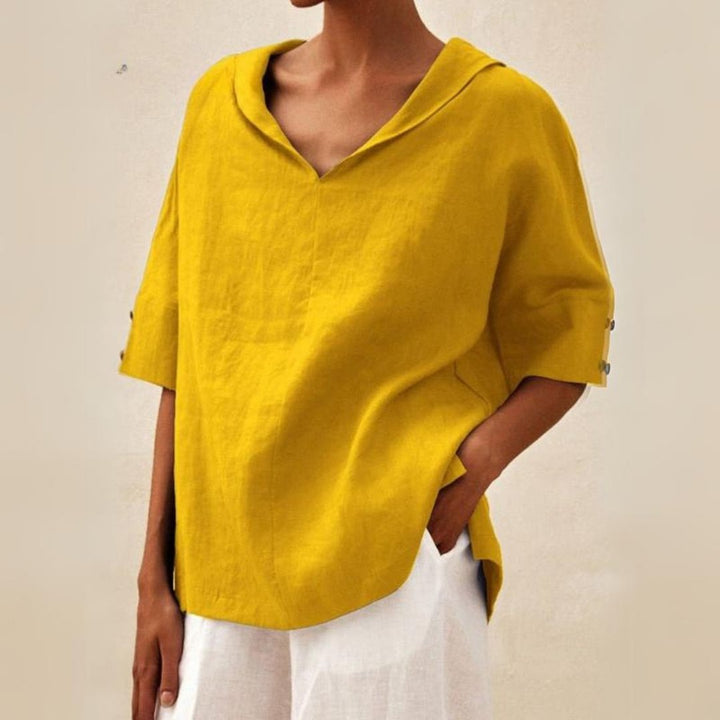 Clare Everyday Luxe Linen V-Neck Blouse - Asvori Melbourne