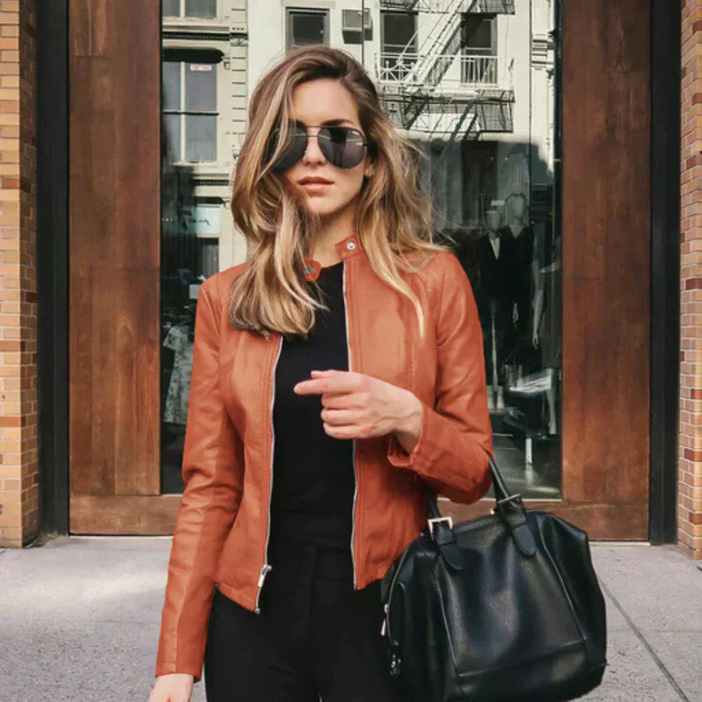 Sophia Italian Leather Jacket - Asvori Melbourne