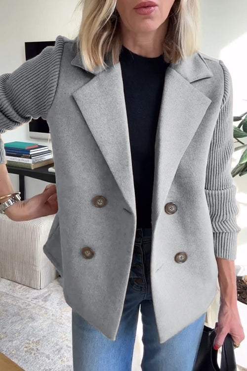 Harper Button patchwork sleeves casual coat - Asvori Melbourne