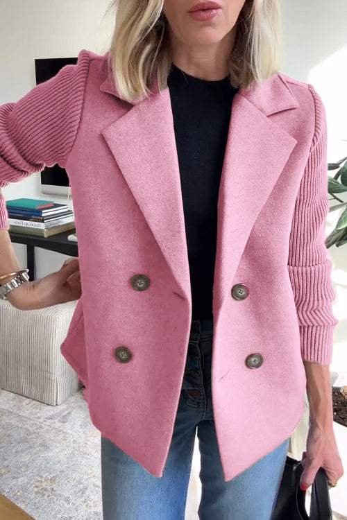 Harper Button patchwork sleeves casual coat - Asvori Melbourne