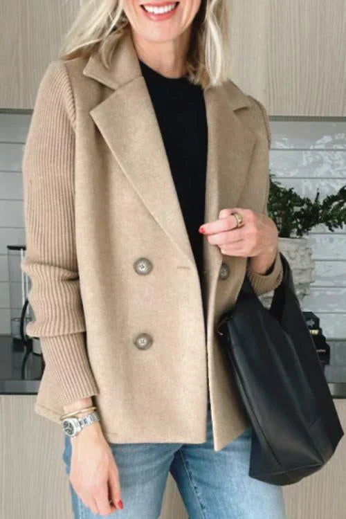 Harper Button patchwork sleeves casual coat - Asvori Melbourne