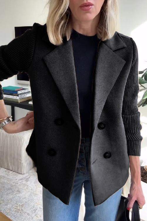 Harper Button patchwork sleeves casual coat - Asvori Melbourne