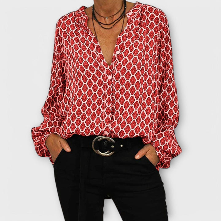 Elegance Flow V-Neck Blouse - Asvori Melbourne